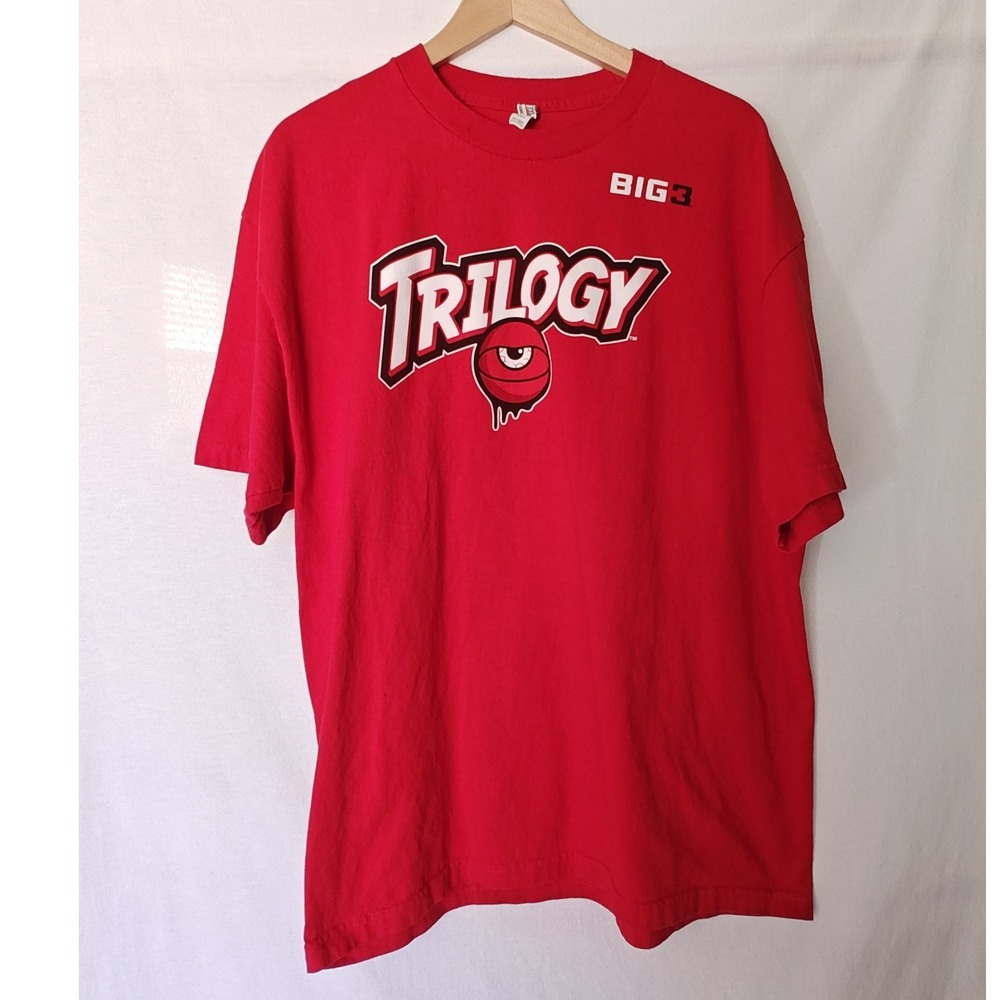 BIG3 Trilogy Basketball T-Shirt XL Red Graphic Logo Short Sleeve Tee  Ice Cube